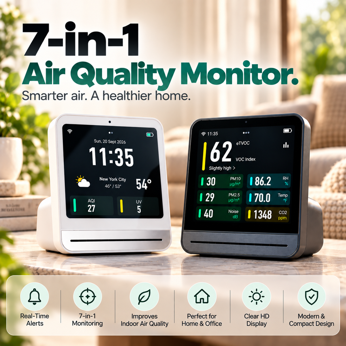 Qingping™ 7-in-1 Smart Indoor Air Quality Monitor