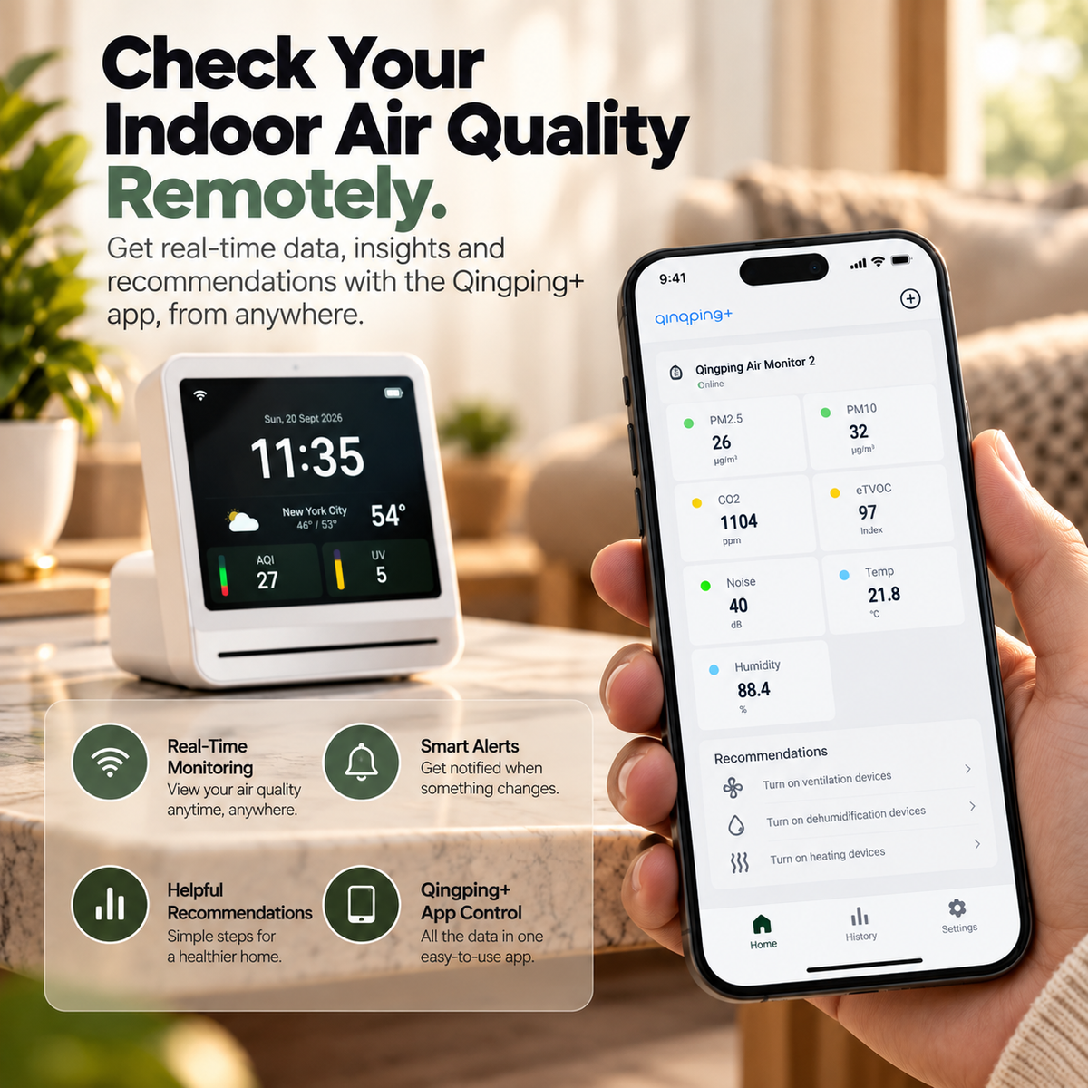 Qingping™ 7-in-1 Smart Indoor Air Quality Monitor