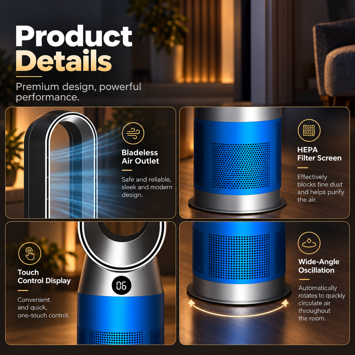 AeroHeat™ Bladeless Tower Fan & Heater
