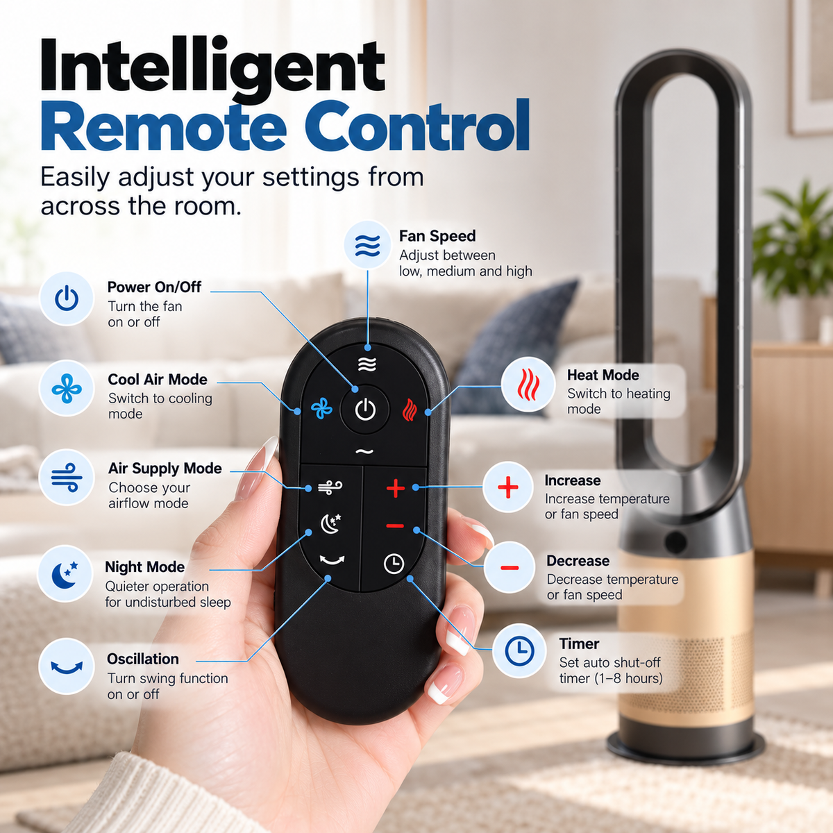 AeroHeat™ Bladeless Tower Fan & Heater