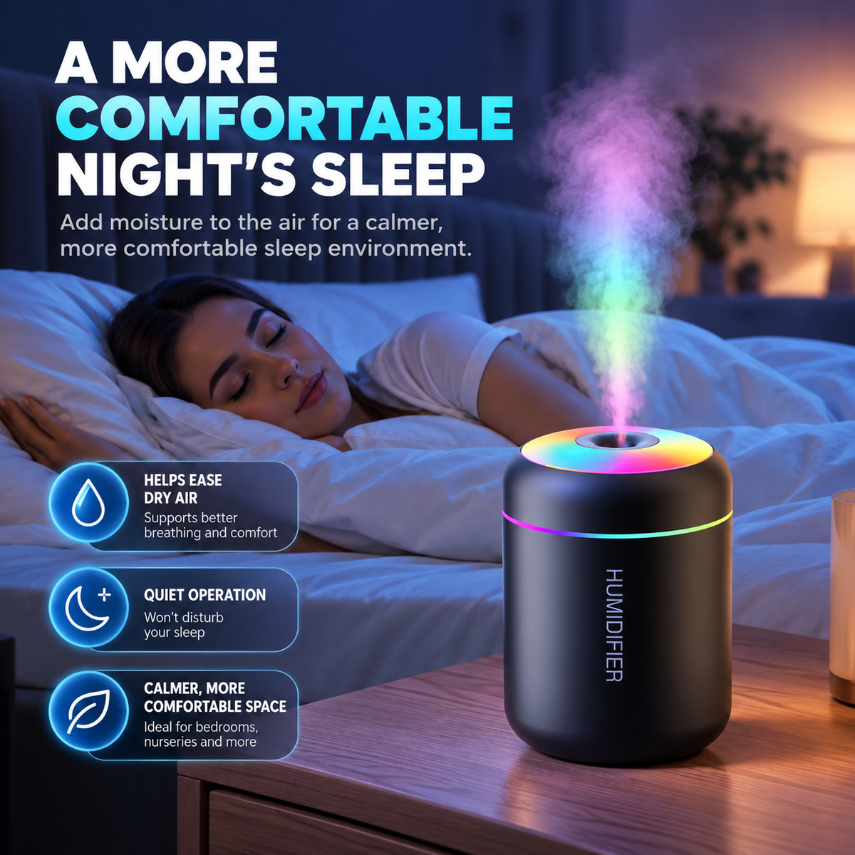 AuraMist™ Mini Humidifier – Portable RGB Ultrasonic Air Humidifier