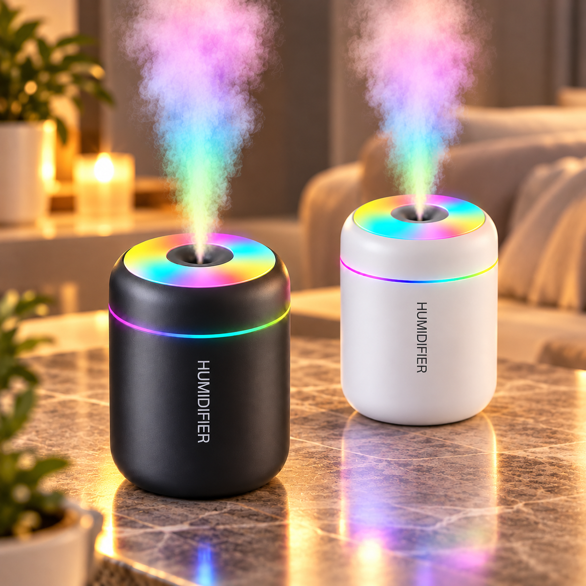 AuraMist™ Mini Humidifier – Portable RGB Ultrasonic Air Humidifier